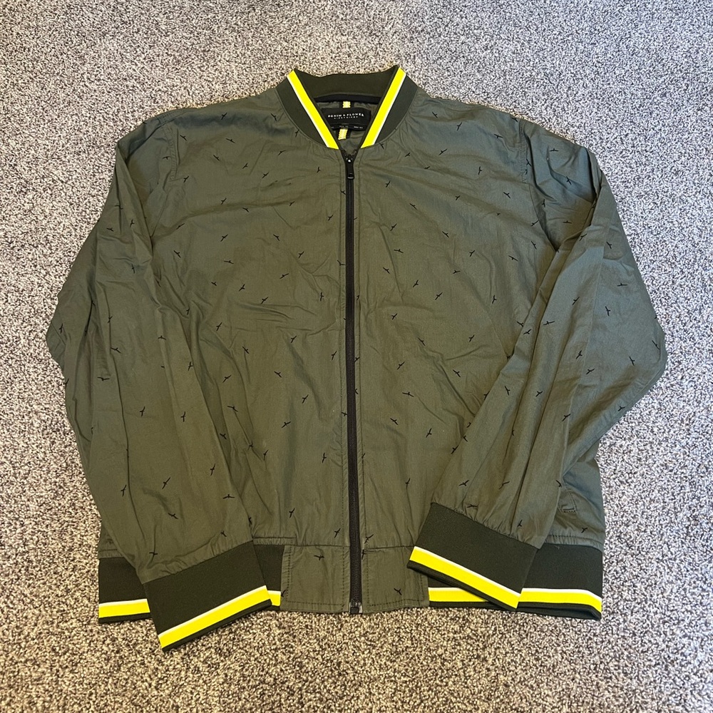 Denim & Flower Green and Yellow Varsity Bomber Jacket